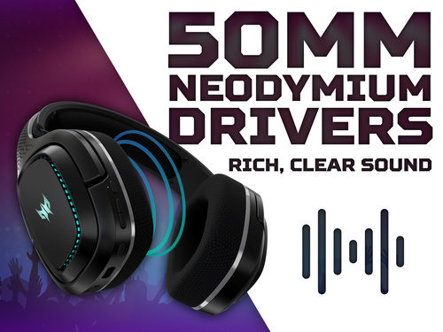 Acer Predator Galea 550, Wireless, 20 - 20000 Hz, Gaming, Headset/Headphones, Black