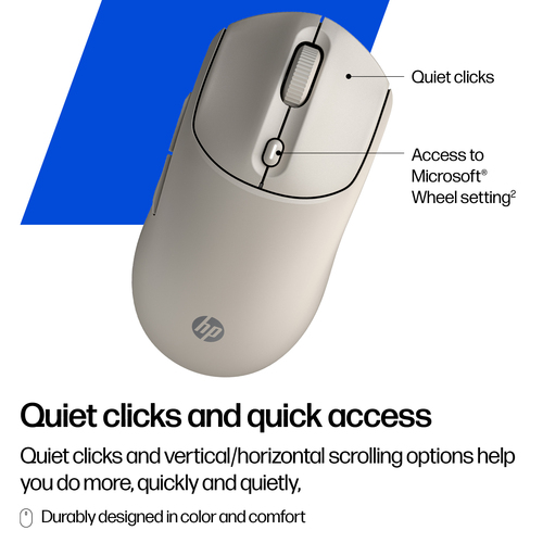 HP 400 Quiet Maple Wireless Mouse, Ambidextrous, RF Wireless + Bluetooth