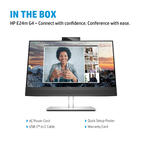 HP E24m G4 FHD USB-C Conferencing Monitor, (23.8"), 1920 x 1080 pixels, LCD