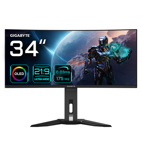 GIGABYTE (MO34WQC-EK), 34" OLED WQHD Curved Gaming Monitor