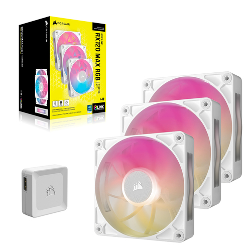 Corsair iCUE LINK RX120 MAX RGB, Fan, 12 cm, 400 RPM 2000 RPM White