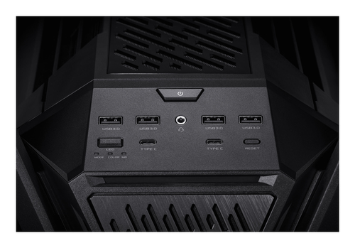 ASUS ROG Hyperion GR701 ATX gaming PC case rear view with expansion slots and airflow design