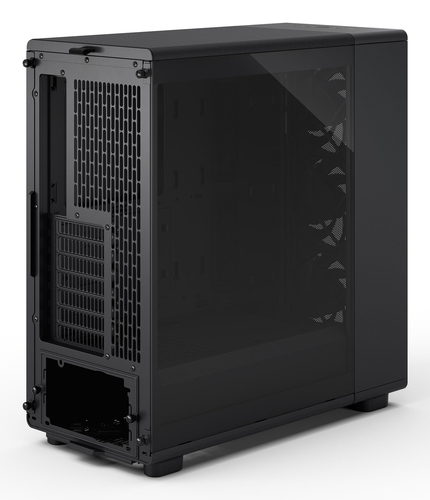 side view of Fractal Design Epoch showing steel and glass design with tidy interior