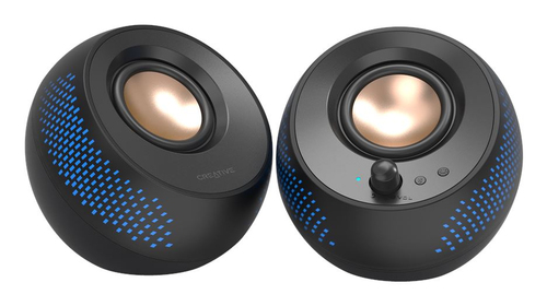 Creative Pebble X black full range 2.0 USB-C wired stereo speakers with RGB lighting