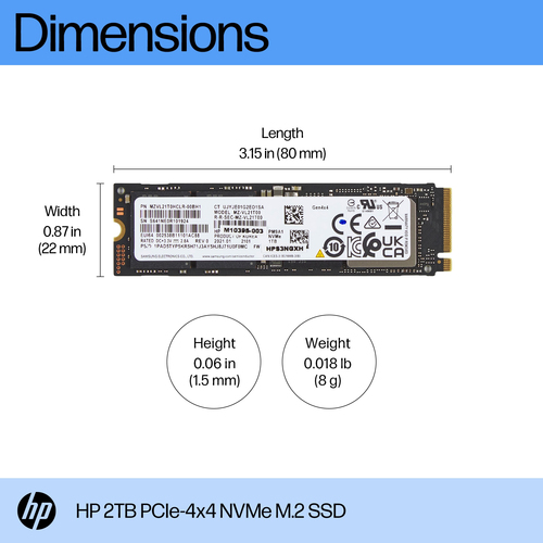 HP 2TB PCIe 4.0 x4 NVMe M.2 SSD – Ultra-Fast 7000MB/s, High-Performance Storage