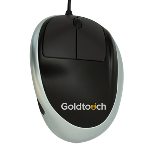 Goldtouch ergonomic mouse side view highlighting thumb cushion support