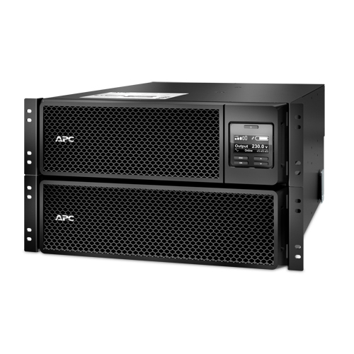 Side view of APC 2U rackmount SRT2200RMXLI UPS with mounting brackets