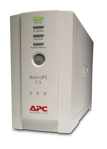 APC Back-UPS 500VA tower UPS with 4 IEC C13 outlets beige design