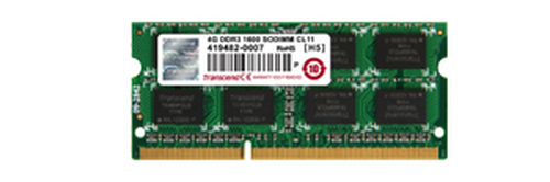 Transcend JetRam JM1600KSN-4G, 4 GB, DDR3, 1600 MHz, 204-pin SO-DIMM