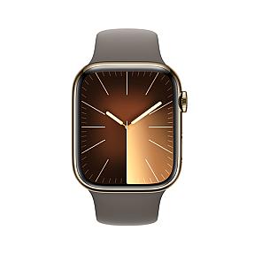 Apple Smartwatch Series 9 Gold 45mm with Clay Sport Band touchscreen view