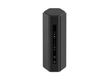 NETGEAR Nighthawk RS200 Wi-Fi 7 dual-band portable router in black for fast and secure wireless networking