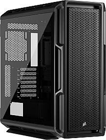 5000T Black Midi Tower with striking contours showing tempered glass panel and steel frame