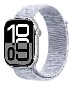 Close-up of Apple Smartwatch Series 10 Silver case showing touchscreen and rounded edges