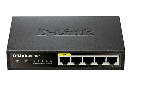 D-Link (DES-1005P/E), L2, Fast Ethernet (10/100), PoE, Unmanaged Switch
