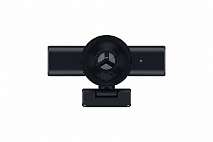 Razer Kiyo V2 X streaming webcam front view in black finish