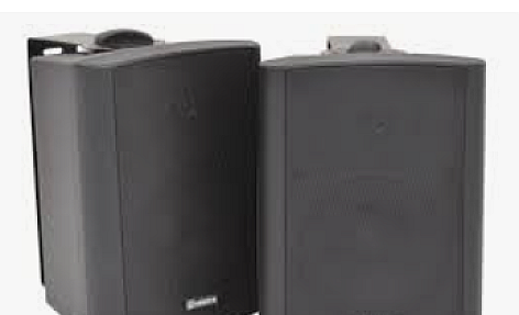30W Amplified Stereo Speakers Pair Black 5.25 Inch Woofer