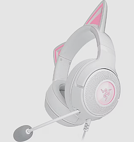 Razer Kraken Kitty V2 white wired gaming headset with RGB lights