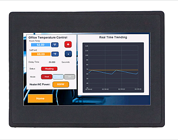 4.3" Advanced HMI PLC front panel with touch display and black casing