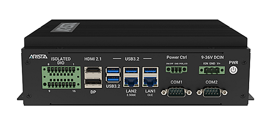 MiniBox-132-K01 top view highlighting dual LAN and serial ports