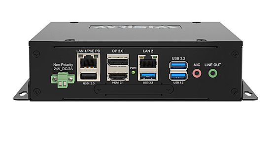 Wall mounted MicroBox-7521B-K01-003 thin client with USB connections