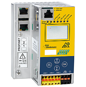 ASi-5 ASi-3 PROFINET gateway with integrated safety monitor front view industrial device
