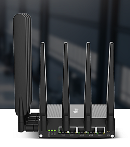 Milesight UR75 5G industrial cellular router front view rugged metal housing