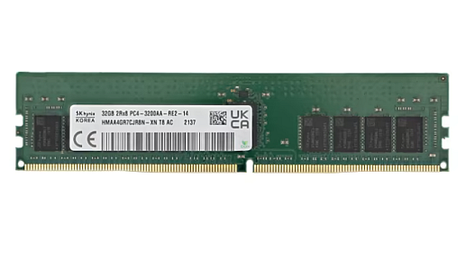 Hynix 32GB DDR4 3200MHz ECC RDIMM server memory close up