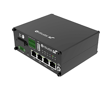 Robustel R5020 5G industrial router dual SIM front view with LED indicators