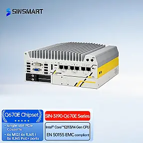 SINSMART SIN-3190-Q670E Core 12/13/14th 64GB Industrial Embedded Fanless Mini PC