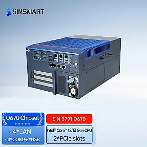 SINSMART Intel 12/13th Gen Fanless PC i3/i5/i7 64GB Win/Linux 750W GPU Support