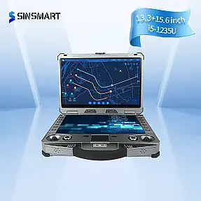 SINSMART 15.6"+13.3" Dual screen industrial rugged laptop portable computer