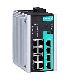 Moxa EDS-G512E, 12-Port Switch, 8 PoE+ & 4 SFP Slots Gigabit Managed Switch