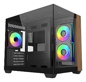 Cooler Master Elite 481 Wood mini tower PC case front view