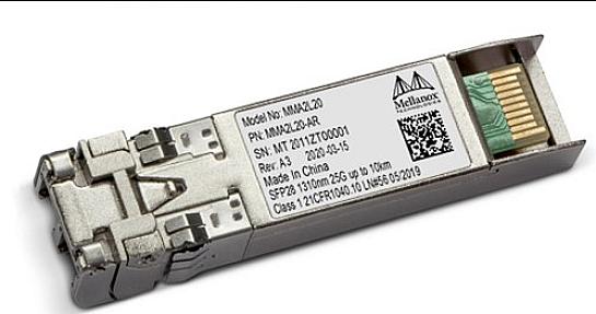 NVIDIA Mellanox MMA2L20-AR, 25GbE 1310nm 10km SFP28 Optical Transceiver Module