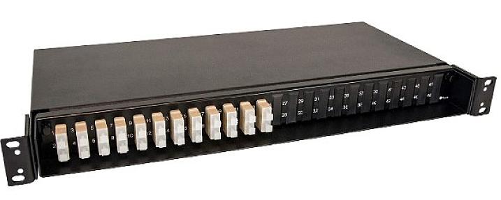 FOSS FP65S-24SC50 1U Fiber Patch Panel, 24 SC Adapters & Pigtails, OM2 50/125