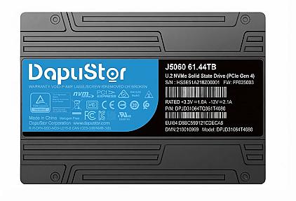 Dapustor J5060, 61.44TB U.2 ​PCIe 4.0 3D Enterprise QLC NVMe SSD