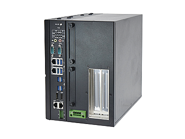 Front I/O panel of Lanner EAI-I731A with dual 2.5GbE, USB, and serial ports