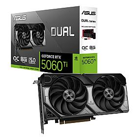 ASUS GeForce RTX 5060 Ti Dual OC 8GB with retail box and dual-fan card
