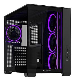 ASUS A32 PLUS black gaming PC case with tempered glass side panel