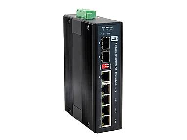 LevelOne 6-Port Gigabit PoE I industrial switch with DIN-Rail mounting for power and data