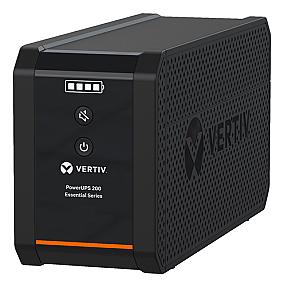 Side view of Vertiv PowerUPS 200 with 4 IEC power outlets
