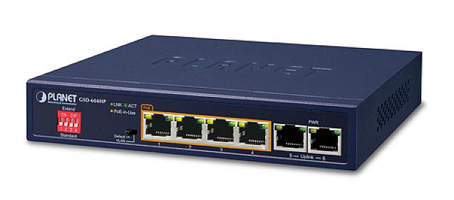 PLANET (GSD-604HP),  Gigabit PoE, Unmanaged Switch