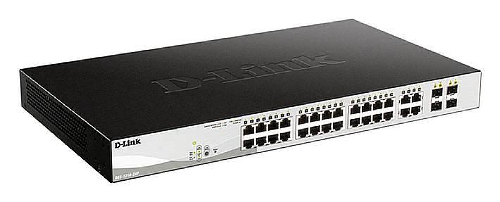 D-Link, 24-Port Gigabit PoE , 4x 1000BaseT/Mini-GBIC SFP, Smart Managed Switch