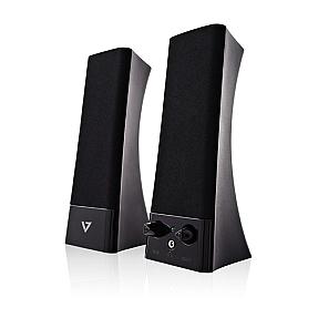 V7 USB Powered Stereo Speakers 2.0 channel black desktop set