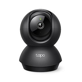 TP-Link Tapo C201 indoor pan tilt security camera on desk setup