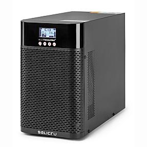 Side view of Salicru 2 kVA online UPS in black tower format