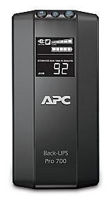 APC BR700G 700VA UPS front view with LCD screen and control panel