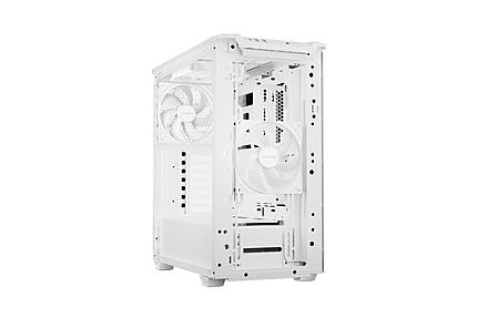 White be quiet! Pure Base 501 DX Midi Tower showing airflow and cooling fans