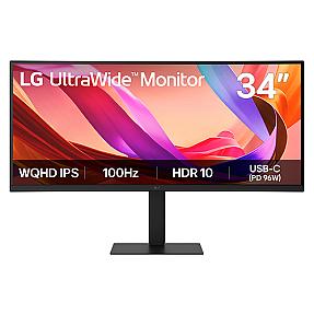 LG 34-inch IPS UltraWide QHD monitor with 3440 x 1440 resolution in black for immersive multitasking