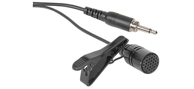 Chord Electronics 171.855UK lavalier microphone front view with wired clip design